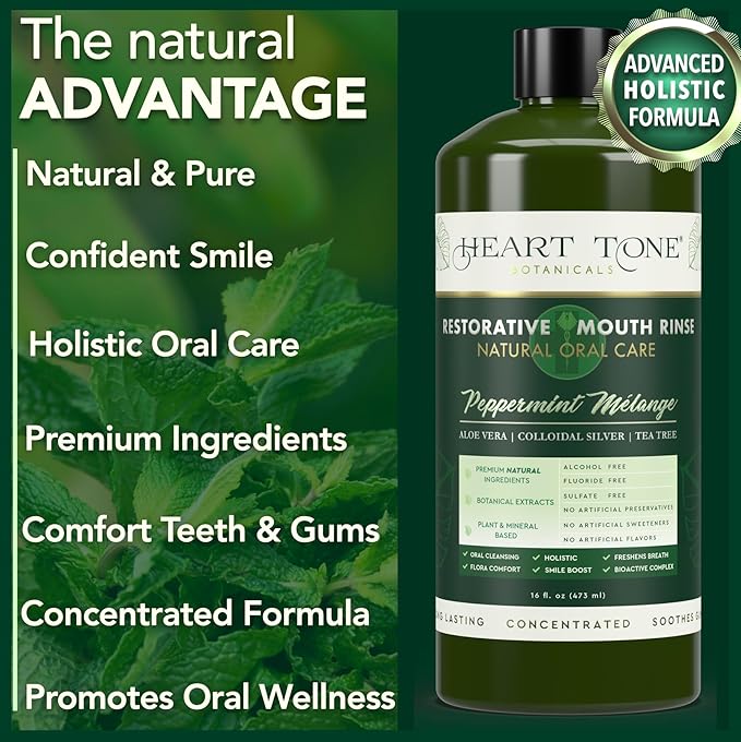 Heart Tone Botanicals Oral Care Set | Natural Toothpaste, Oil Pull & Mouthwash | Radiant Smile | Fluoride-Free & Clean Ingredients | Mineral Complex | Natural Enamel Care | Botanical Plant Based
