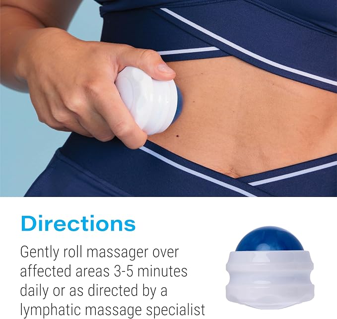 Bruizex Arnica Coconut Lymphatic Drainage Massage Oil 2oz & Fibro Roller Lymphatic Drainage Massage Roller Ball Bundle, for Fibrosis Treatment, Manual Lymph Drainage & Post Surgery Recovery