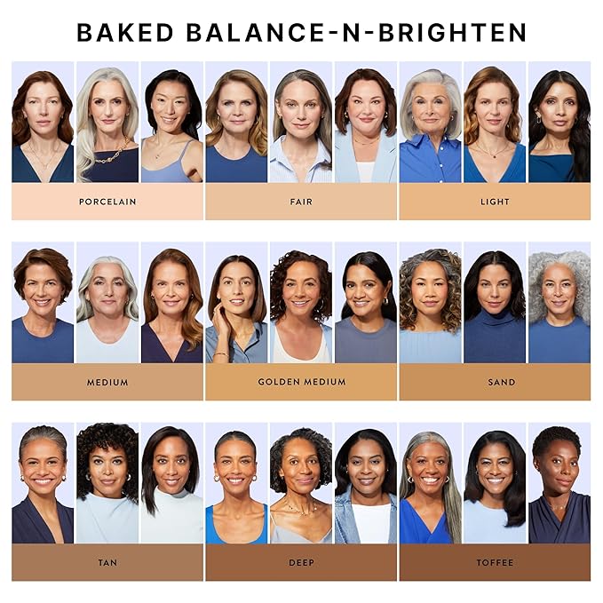 LAURA GELLER NEW YORK Award-Winning Baked Balance-n-Brighten Color Correcting Powder Foundation - Toffee - Buildable Light to Medium Coverage - Demi-Matte Natural Finish