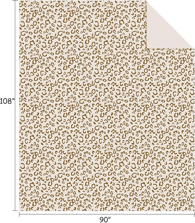Flannel Fleece Throw Blanket, Lightweight Cozy Plush Microfiber Bedspreads for Adults,90"X108",Brown Leopard
