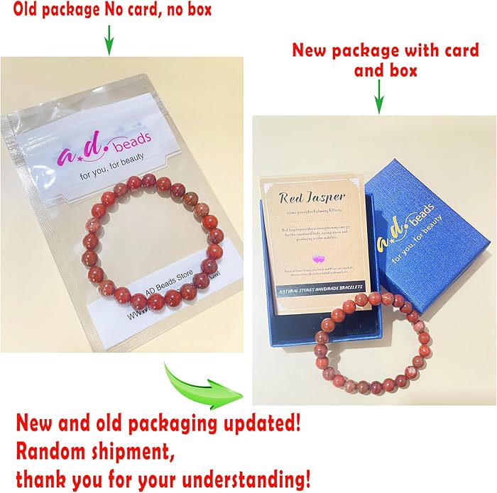 AD Beads Handmade Gemstone Stretch Elastic Bracelet Crystal Healing Reiki Nature's Beauty and Spiritual Essence Unisex