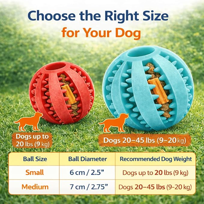 Dog Treat Ball for Small Dogs – Interactive Chew Toy, Teeth Cleaning & Mental Stimulation, Durable Rubber Treat Dispensing Toy