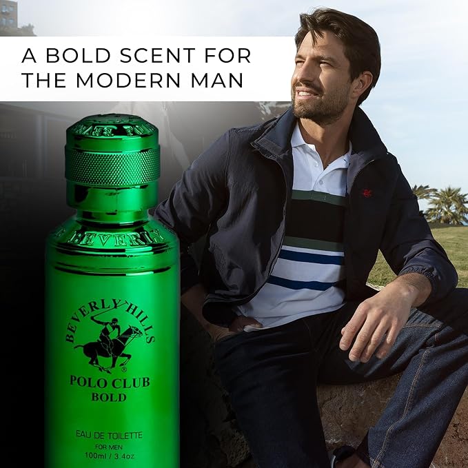 Beverly Hills Polo Club BOLD Eau de Toilette Bonus Pack for Men | 3.4 Fl Oz | Long-Lasting, Sophisticated Fresh Spicy Woody Fragrance | Signature Scent for Confidence