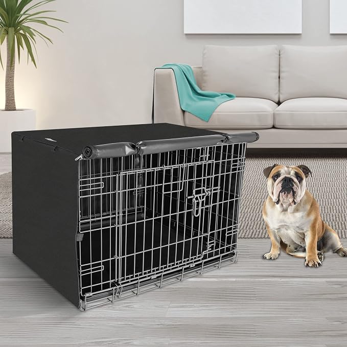 Seiyierr Dog Crate Cover, 36 Inch Dogs Kennel Covers for Medium and Large Puppy, Lightweight 600D Polyester Fabric,Machine Wash & Dry, Black