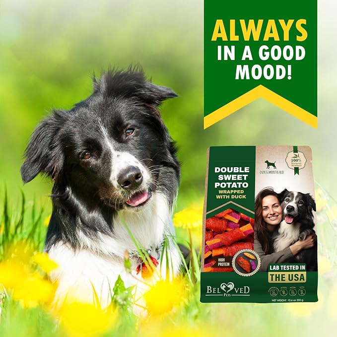 Beloved Pets Sweet Potato Dog Treats & Chicken Jerky Wraps 1.5 Pound - Dog Food & High Protein Soft Chews for Large, Medium & Small Breeds Double Sweet Potato Wrapped Duck