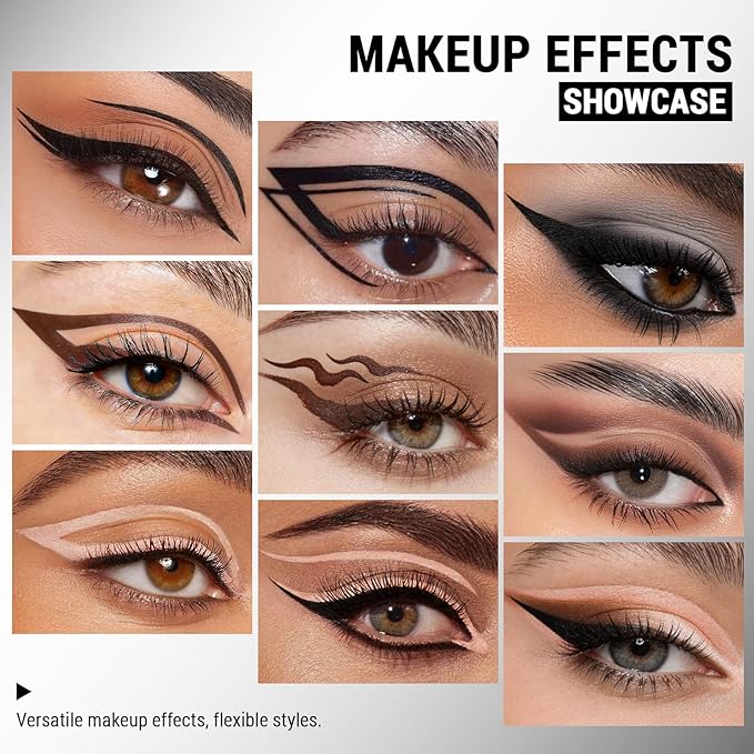 Noerrors 3pcs Black Brown Nude Beige Matte Gel Eyeliner Pencil Set, Waterproof Smudge Proof Smoky Waterline Eye Crayon for Winged Liner Goth Makeup, Cream delineador de ojos&Eyeshadow Stick for Women
