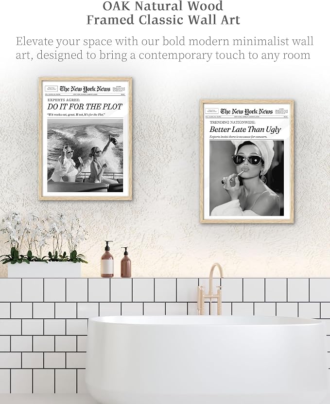 iHery 12x16in Audrey Hepburn Better Late Than Ugly Unframed Wall Art | Unframed Canvas Print, Vintage Fashion Wall Decor Poster for Bathroom, Bedroom, Apartment and Girl Dorm, 1Pack
