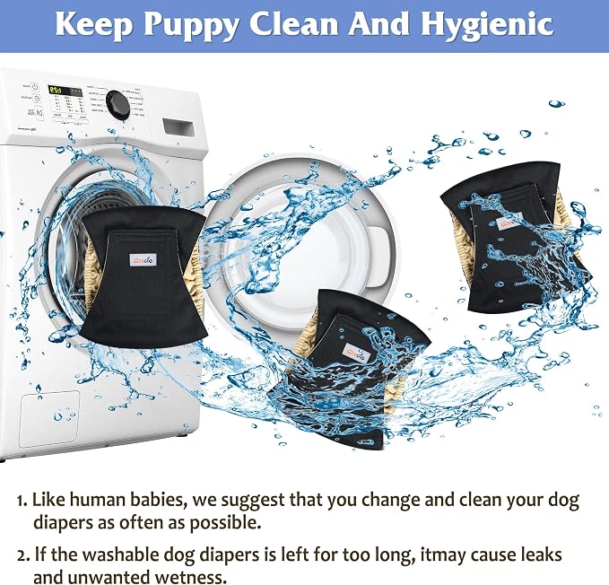 5 Pack Dog Diapers Male Reusable, Premium Belly Bands for Male Dogs, High Absorbing Pee Wraps for Doggie in Incontinence and Training Black XXL