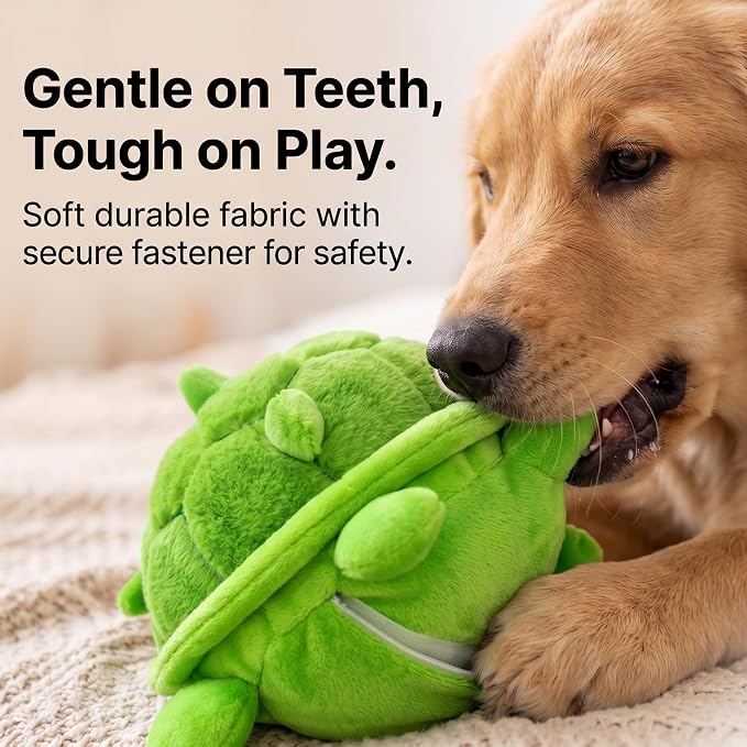 Interactive Moving Dog Toys – Interactive Dog Toys Plush Chew Toy with Bouncing Ball, Music & Recording Rechargeable Self-Play Toys for Small, Medium & Large Dogs to Keep Them Busy (Turtle)