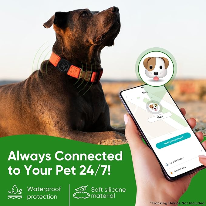 Tile Sticker Dog Collar Holder (2022): Extra-Durable, Lightweight, and Protective Tracking Case - Track Your Pet Using Android or Samsung Smart Phone - for Dogs and Puppies by Kitty Kompass (Blue)