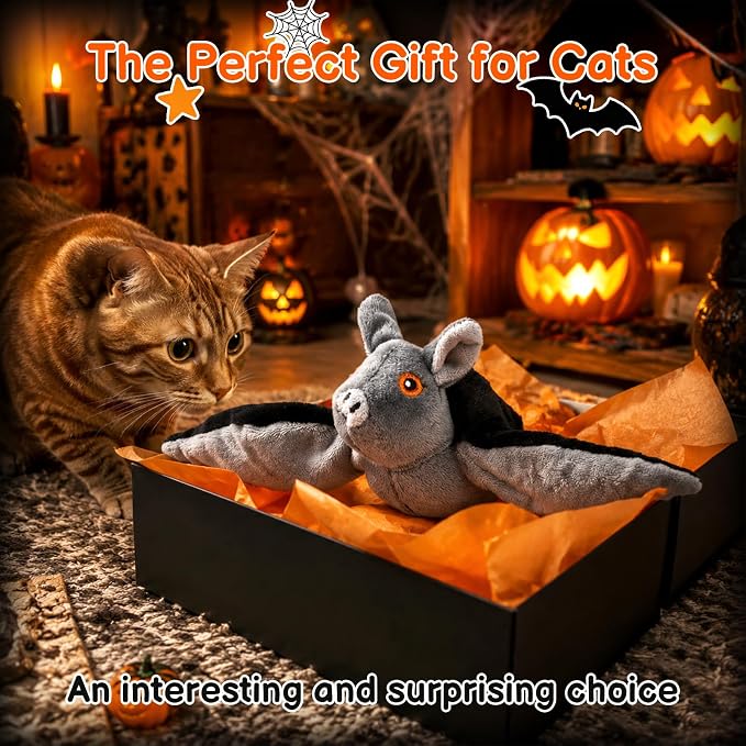 Flying Bat Dog Toy,Flying Bat Toy for Dogs & Cats,Flapping Wings CuteBat, NoFlying, Mimics RealFlying Motion,Flapping Wings Interactive Pet Toy