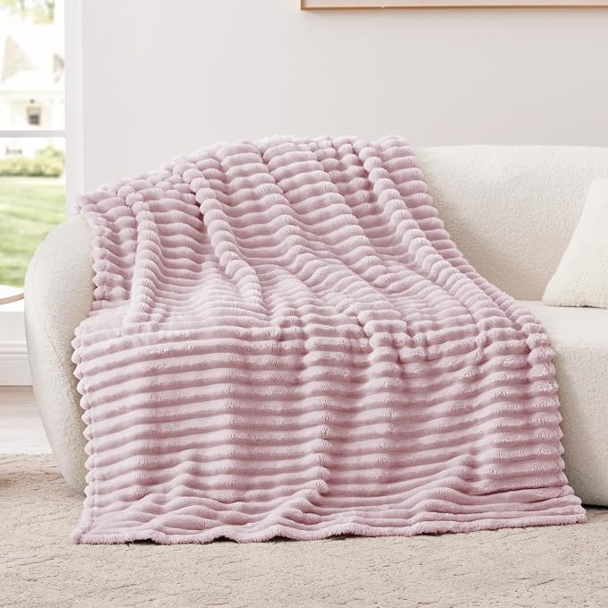 EXQ Home Gentle Soft Fleece Throw Blanket – Cozy Lightweight Blanket for Couch Bed – All-Season Warm Fuzzy Flannel Blanket for Women Mom Her – Gifts for Birthday(50"x60",Purplish Pink)