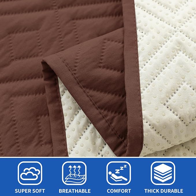 2026 Waterproof Bed Sofa Blanket (52"x82") Comfy Couch Sofa Mat for Dog Pets with Anti-Slip Back, Universal Incontinence Lightweight Liner Pad for Furniture Car Picnic etc Durable Washable, Coffee