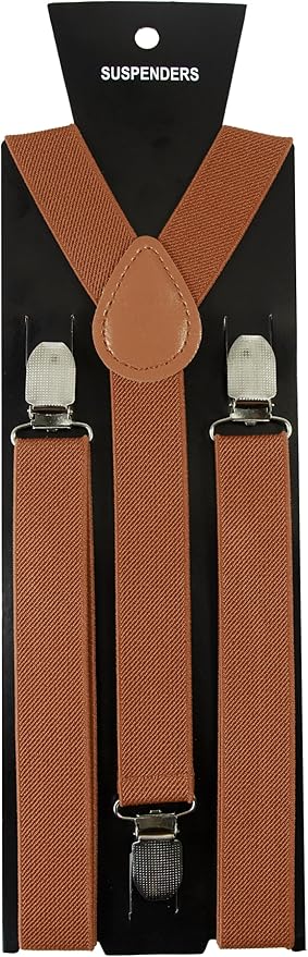 JEMYGINS Solid Color Mens Suspender with 3 Strong Clips Adjustable Braces