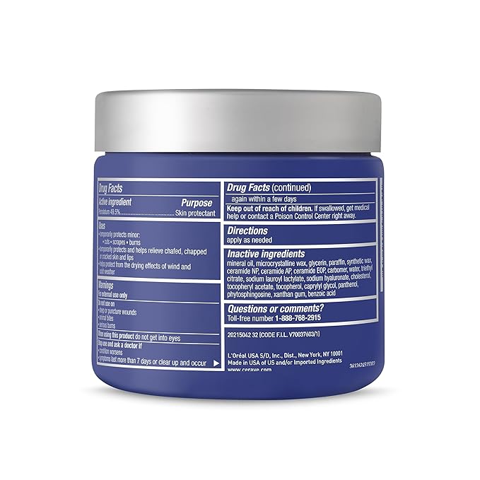 CeraVe Healing Ointment, Hydrating Skin Protectant With Petrolatum, Hyaluronic Acid & Ceramides, Face & Body Skin Barrier Repair For Cracked, Chafed, Dry Skin, Fragrance Free & Lanolin Free, 12 Oz