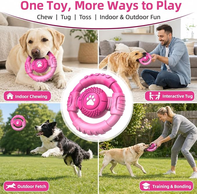 Pamlulu Tough Dog Toys for Aggressive Chewers, Indestructible Dog Toy for Large Dogs, Nylon Chew Toys for Medium Large Breed, Interactive Dog Toys to Keep Them Busy, Dog Birthday