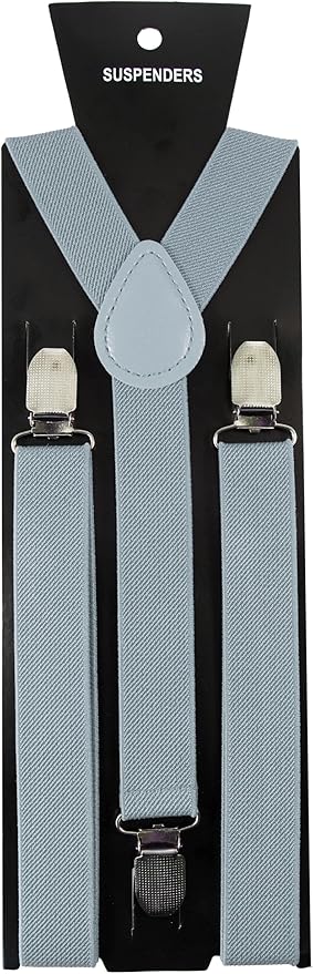JEMYGINS Solid Color Mens Suspender with 3 Strong Clips Adjustable Braces