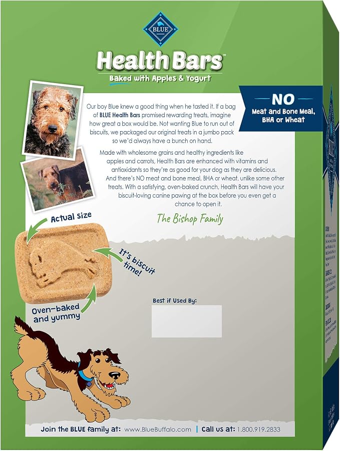 Blue Buffalo Health Bars Apple & Yogurt Dog Biscuits, 48 oz | Oven-Baked, Crunchy Texture, Omega 3 Fatty Acids & Antioxidants for Immune Health