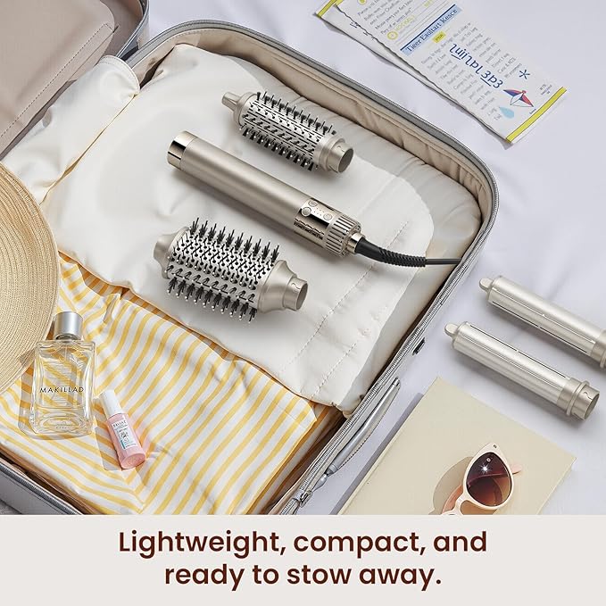 5-in-1 Hot Air Styler Kit – 110,000 RPM Fast-Drying Dryer, Auto-Wrap Curlers, Straightening & Volumizing Brushes All-in-One