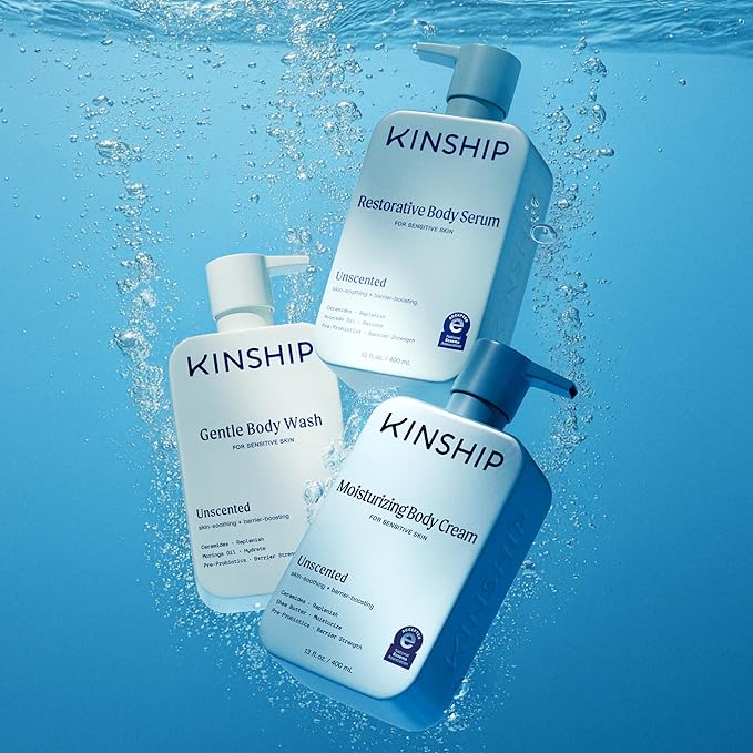 Kinship Gentle Moisturizing Body Lotion for Sensitive & Dry Skin | Eczema Relief Cream | Fragrance-Free Hydrating Cream | Shea Butter Unscented Lotion, 13 oz