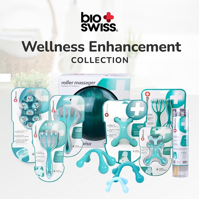 BioSwiss Roller Ball Massager, Handheld Full Body Massage Tool for Back, Legs, and Muscles
