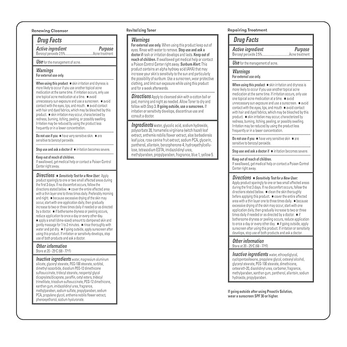 Proactiv 3 Step Acne Treatment - Benzoyl Peroxide Face Wash, Repairing Acne Spot Treatment for Face And Body, Exfoliating Toner - 60 Day Complete Acne Skin Care Kit