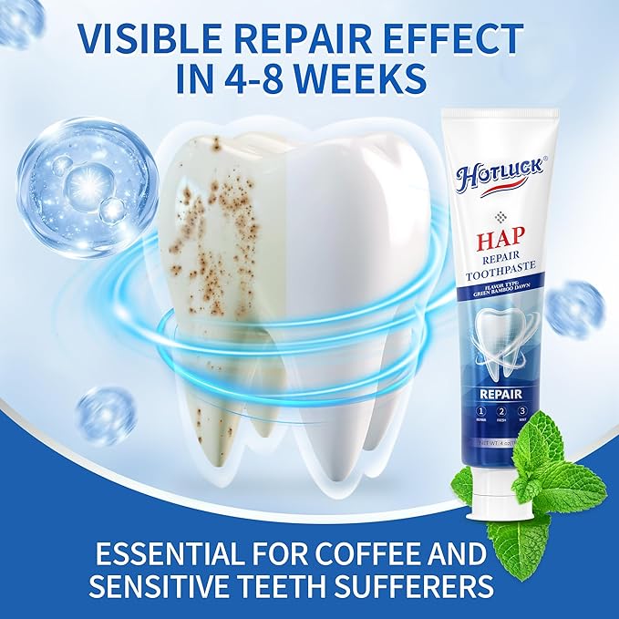 Hotluck HAP Fluoride Free Toothpaste,Nano Hydroxyapatite Toothpaste,Enamel Repair & Remineralization,Whitening,Fresh Breath,Natural Mint,4oz (Pack of 1)