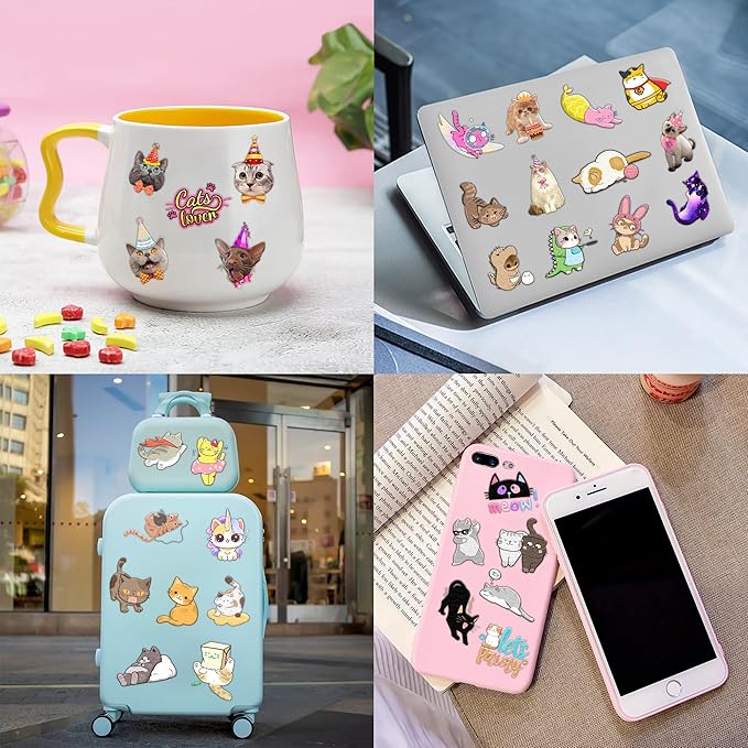 96 PCS Cat Cats Pet Pre-Cut Temporary Tattoos for Kids | Super Cute Themed Birthday Party Favors, Supplies, Decorations, Animal Paw Fake Tattoo Stickers Gifts for Boys Girls Rewards
