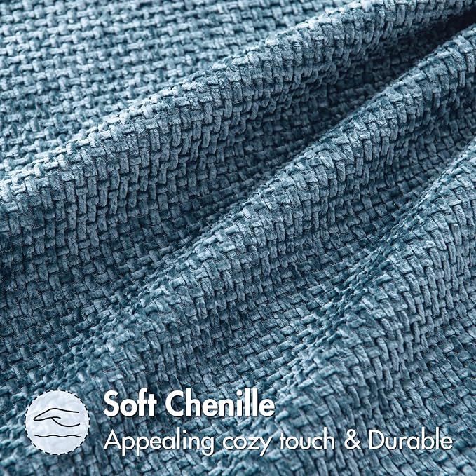 MIULEE Decorative Couch Throw Pillow Covers 20x20 Inch Coastal Blue 2 Pack | Coastal Modern Boho Accent, Soft Chenille Pillow Covers, Farmhouse Cushion Cases for Home Decor Bed Sofa Living Room