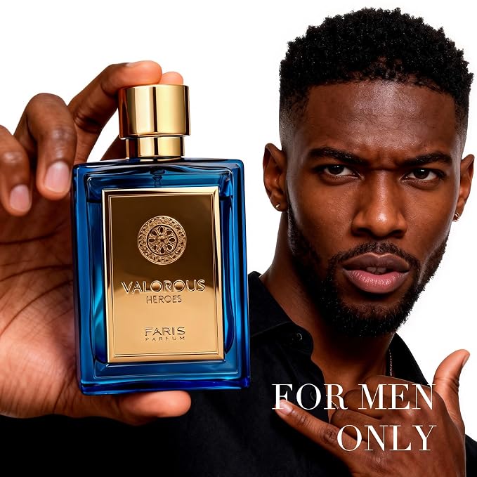 AFLUXE Valorous Heroes Eau de Parfum for Men, Oud and Vanilla Inspired Fragrance, Floral Mint Opening, Warm Spice Base, Niche Style Scent, 3.4 Fl Oz