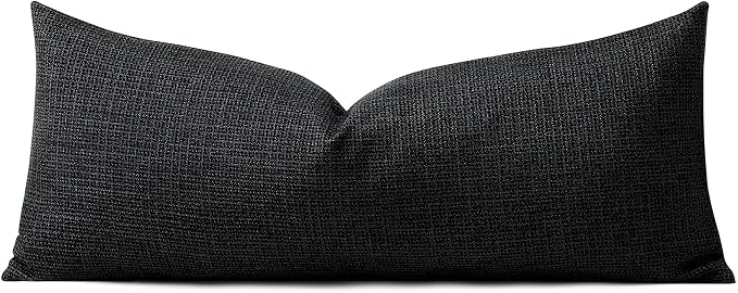 OTOSTAR Linen Throw Pillow Cover Set of 1 Decorative Long Lumbar Pillowcase Rectangle Cushion Cover 14x36 Inch for Home Decor Sofa Bedroom Car 35 x 90CM Black