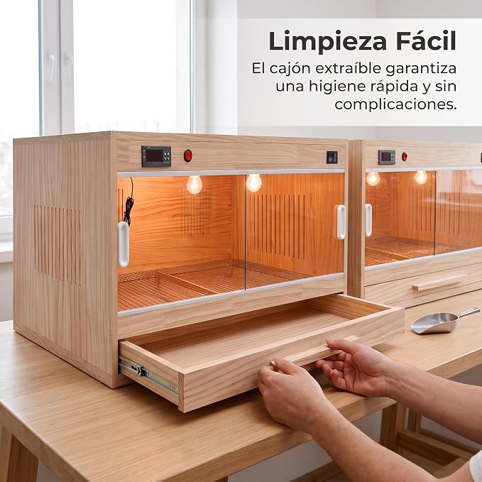 Wooden Box for Chicks and Small Animals, Pet Breeding Box with Sliding Door, Standard Configuration (Non-Thermostatic), 60x40x40 CM