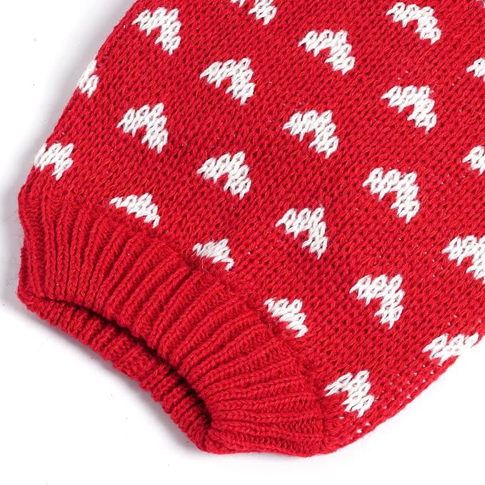 Dxhycc Dog Knitted Sweater Dog Heart Sweater Puppy Sweater Warm Soft Pet Holiday Clothes for Small Cats and Dogs (Red, S)