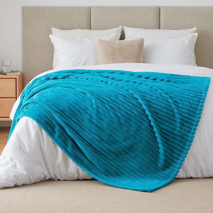 BEDELITE Ribbed Twin Blanket for Couch & Bed, Teal, 60"x80" | Ultra-Soft Plush Fleece, Cozy, Warm Yet Lightweight, Ribbed Texture, Home Decor, Machine Washable, Giftable, All-Season Use