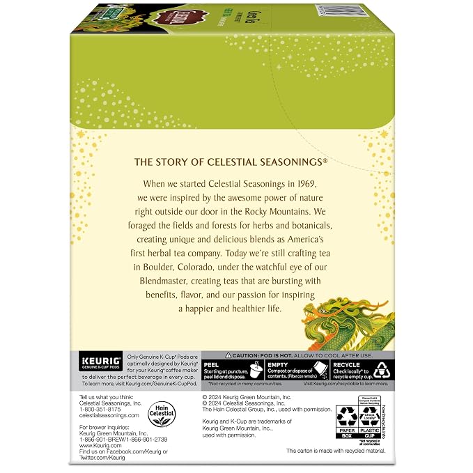 Celestial Seasonings Green Tea, Single-Serve Keurig K-Cup Pods, 96 Count