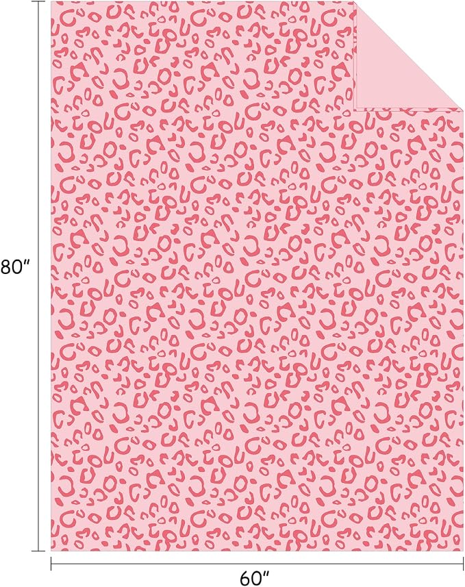 Flannel Fleece Leopard Print Throw Blanket Valentines Day Blanket Gifts for Women Girls Super Soft Lightweight Fluffy Throw for Couch, 60"X80", Pink
