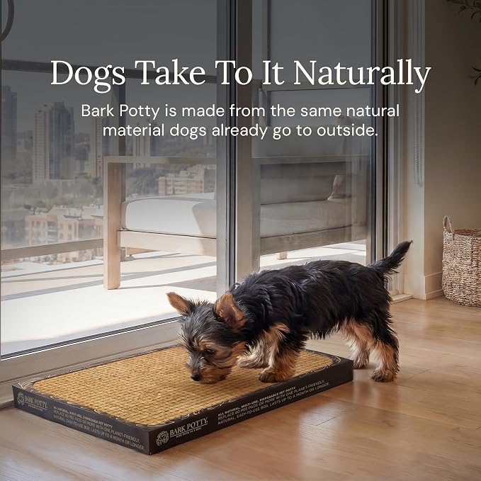 Bark Potty for Puppies - Indoor Puppy Litter Box, Dog Potty Tray 30x20 | Plant-based fiber material - stays dry & pest-free, easy one-hand disposal, indoor potty for dogs, puppies & housebreaking