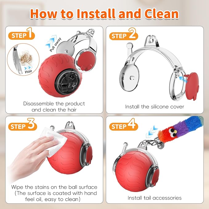 UPSKY Interactive Cat Toy, Smart Moving Cat Ball Toys for Indoor Cats