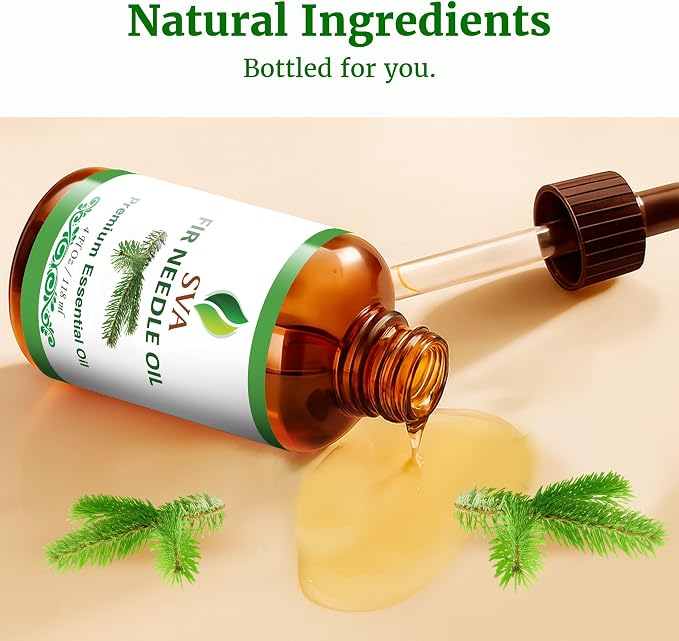 SVA Fir Needle Essential Oil – 4 Fl Oz – 100% Natural Fir Needle Oil - for Diffuser, Hair Care, Face, Skin Care, Aromatherapy, Scalp and Body Massage, Soap and Candle Making – with Dropper
