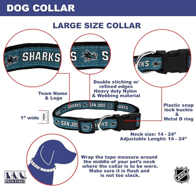 Pets First NHL Collar for Dogs & Cats. Adjustable, Cute, & Stylish! The Ultimate Hockey Fan Collar!