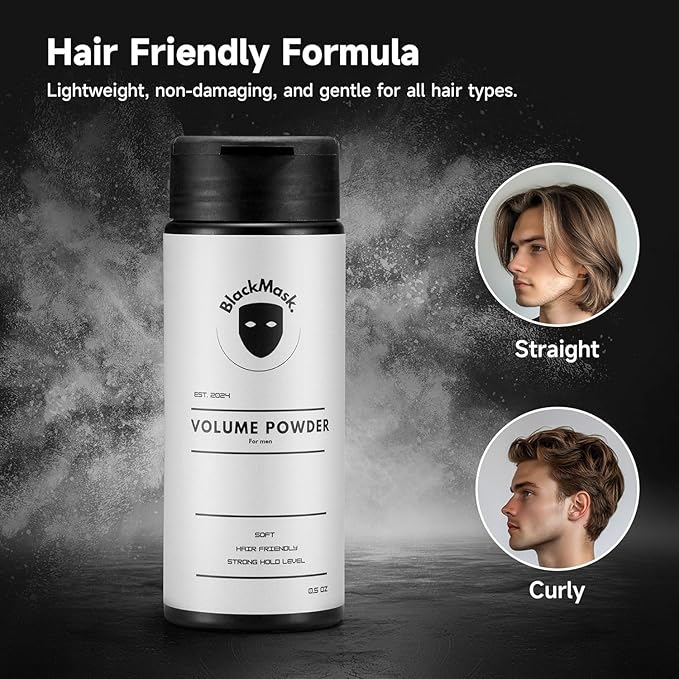 BlackMask Texture Powder for Men, Easy to Apply - Instantly Adds Texture & Volume, All-Natural Ingredients, Strong Hold, Hair Powder for Men (Pack of 3)