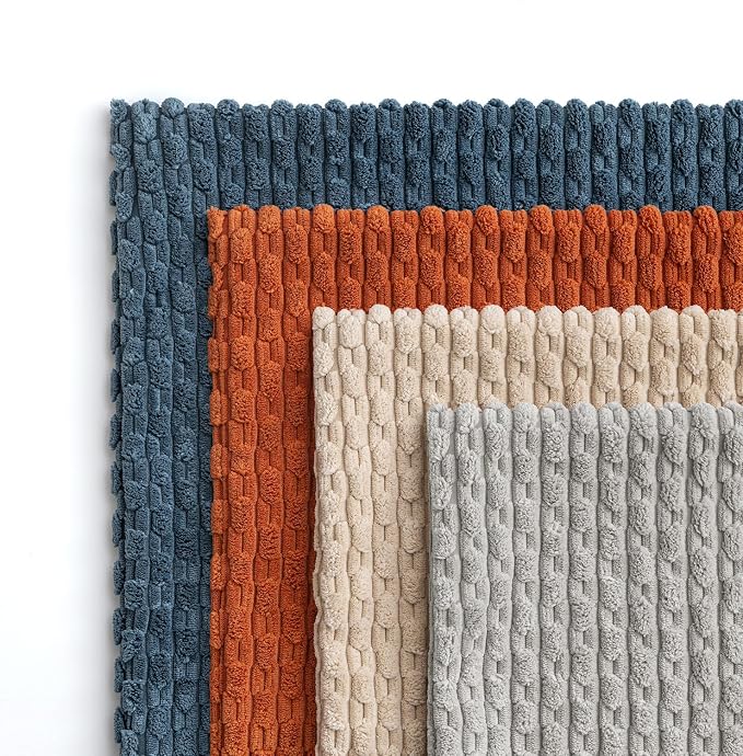 MIULEE Blue Orange Decorative Throw Pillow Covers for Couch Living Room 18x18 Inch Soft Pillow Cases Set of 4 Boho Striped Corduroy Farmhouse Cushion Covers Home Decor for Sofa Bed