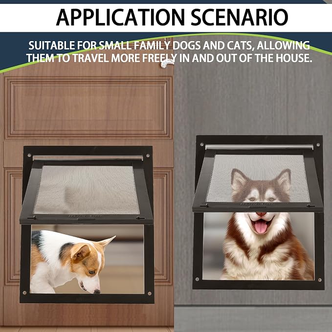 Tongass Screen Door Pet Flap Suitable for Pets Under 100 Lbs | 11 4/5"x16 9/10", Easy-to-Install, Impact-Resistant Frame with Secure Dual Sliding Locks for Porch & Window Screens