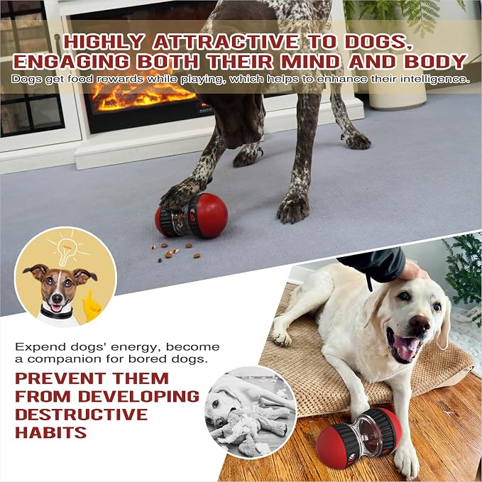 BSISUERM Dog Food Dispensing Puzzle Toy Adjustable Treat Dispenser Slow Feeder Pet Interactive Chase Toy Dog Enrichment Ball for Medium Large Dogs to Keep Them Busy, Extra Large