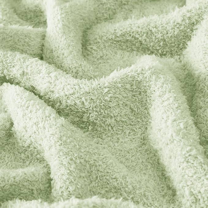 Knit Throw Blanket for Mint Green - Super Soft Lightweight Plush Fuzzy Fluffy Cozy Blankets and Throws for Sofa Bed, 60 x 80 inches
