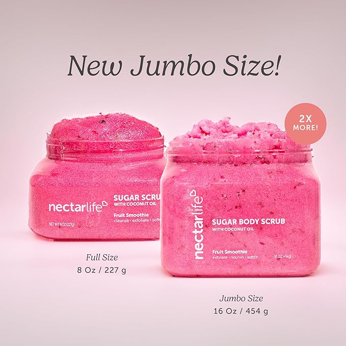 Nectar Life Exfoliating Sugar Scrub, Moisturizing Body Scrub with Coconut Oil & Shea Butter, Pre Shave Exfoliator (16 Ounce, Vanilla)