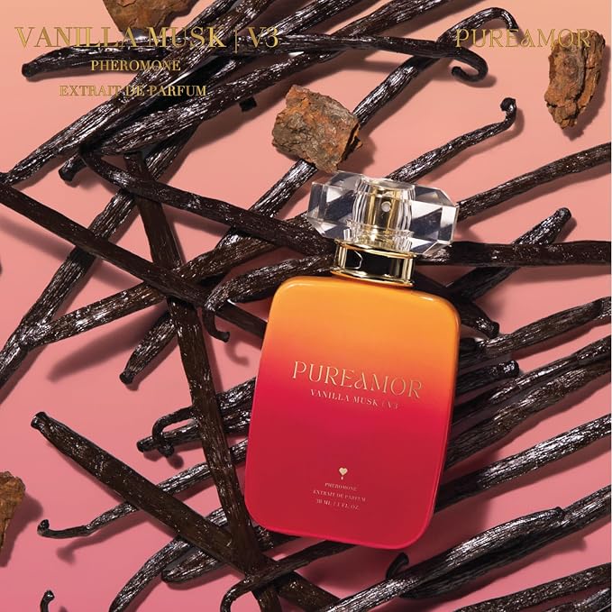 PUREAMOR Pheromone Perfume for Women, Vanilla Musk Extrait de Parfum Spray – Warm Cozy Scent with Vanilla, Soft Woods & Musk, Long Lasting Fragrance, 1.0 oz / 30 ml