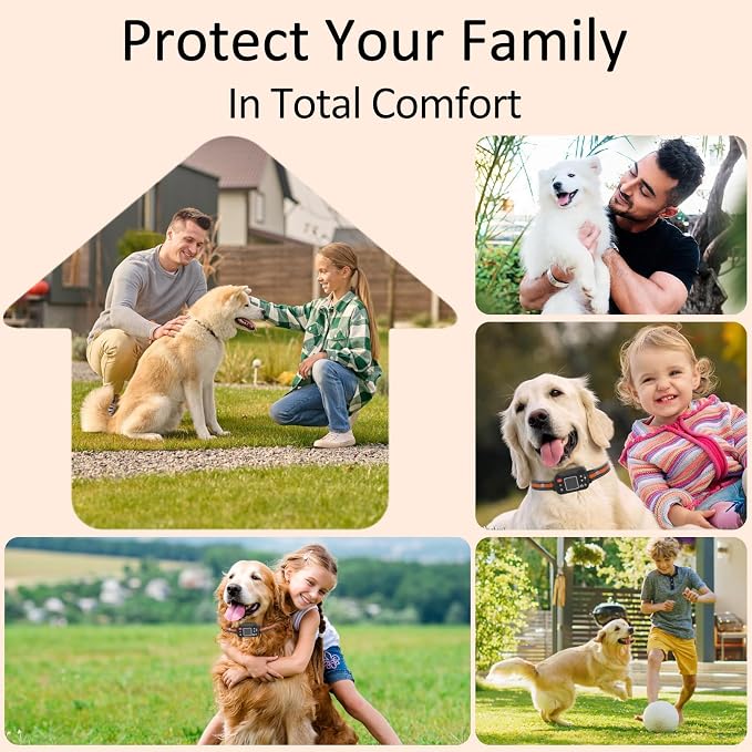 GPS Dog Collar, Wireless Electric Dog Fence Collar with 3 Correction Modes IP67 Waterproof for Pets Over 15 Lbs Outdoor Use Only