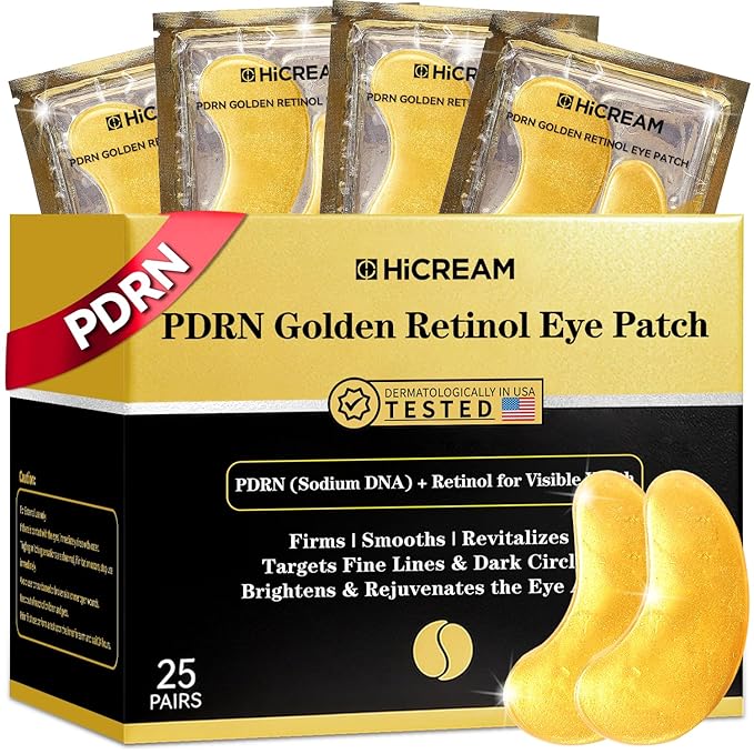 PDRN Under Eye Patches, 25 Pairs Retinol & Caffeine Eye Mask, Collagen Hydrating Eye Pads for Dark Circles, Puffy Eyes & Wrinkles – Eye Treatment Skincare Gift for Men & Women