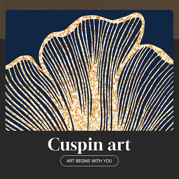 Framed Modern Luxury Wall Art for Living Room, Large Navy Blue and Gold Ginkgo Leaf Artwork for Walls, 3 Piece Contemporary Bright Style Floral Prints for Bedroom Office Hallway Wall Decor, 24x36 Inch | Large navy blue leaf prints, Bright style crystal...